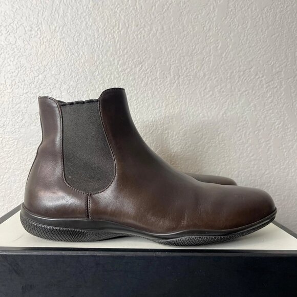 Prada Toblak 2644 Chelsea Boot Brown Leather Pull On Men's Size 7.5 D - Picture 3 of 11